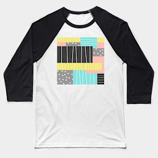 Dots And Stripes Abstract Art Baseball T-Shirt